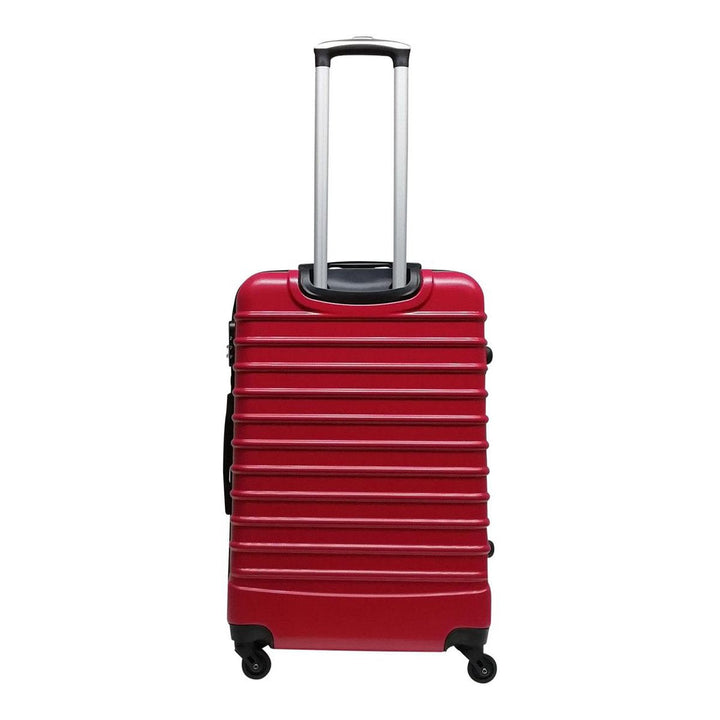 Modern red hardshell luggage set, a 2-piece collection with large suitcase & carry-on, designed for easy travel.