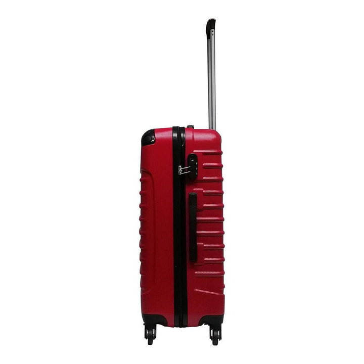 Vacation-ready red 2-piece hardshell luggage set; durable large suitcase & carry-on bag for all your essentials.