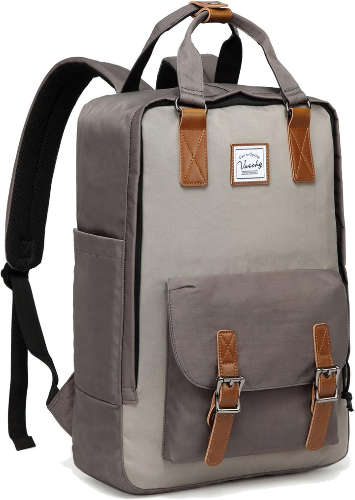 Vintage 15.6" laptop backpack, water-resistant, ideal for daily carry & school.