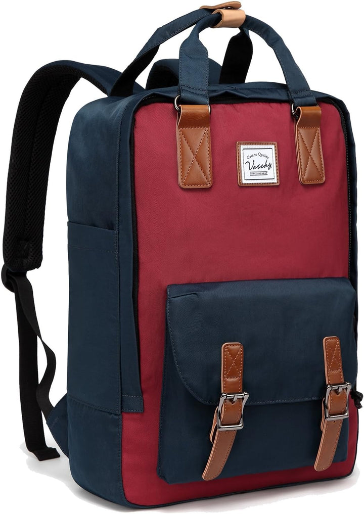 Work-ready vintage laptop backpack, 15.6", water-resistant, with essential organizers.