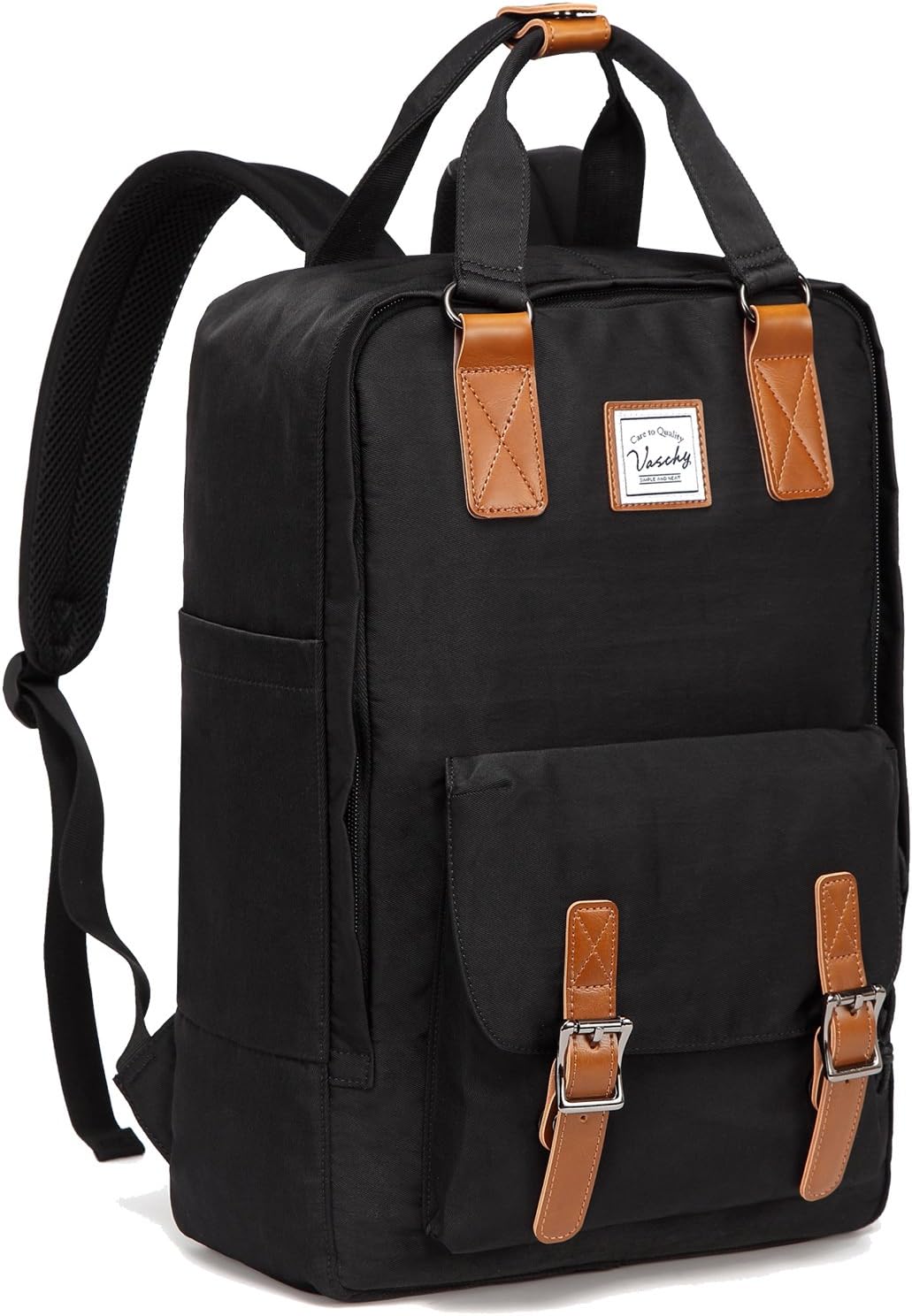 Retro style water-resistant backpack for 15.6" laptops, perfect for school or travel.