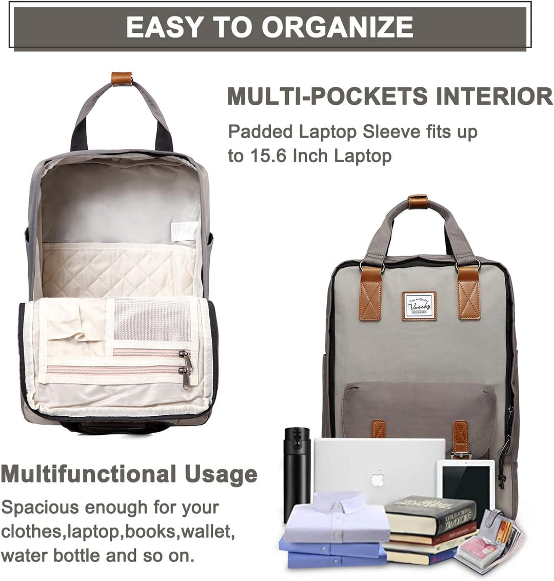 Commuter-friendly 15.6" laptop bag, vintage design, water-resistant for daily use.