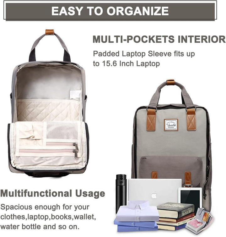 Commuter-friendly 15.6" laptop bag, vintage design, water-resistant for daily use.