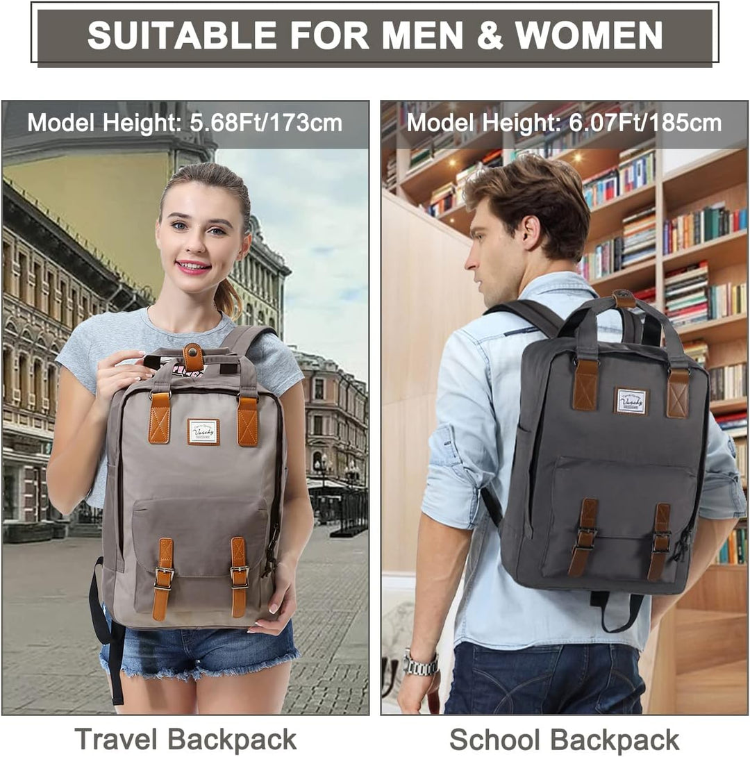 Daily carry vintage school bag, water-resistant & spacious for 15.6" laptops.