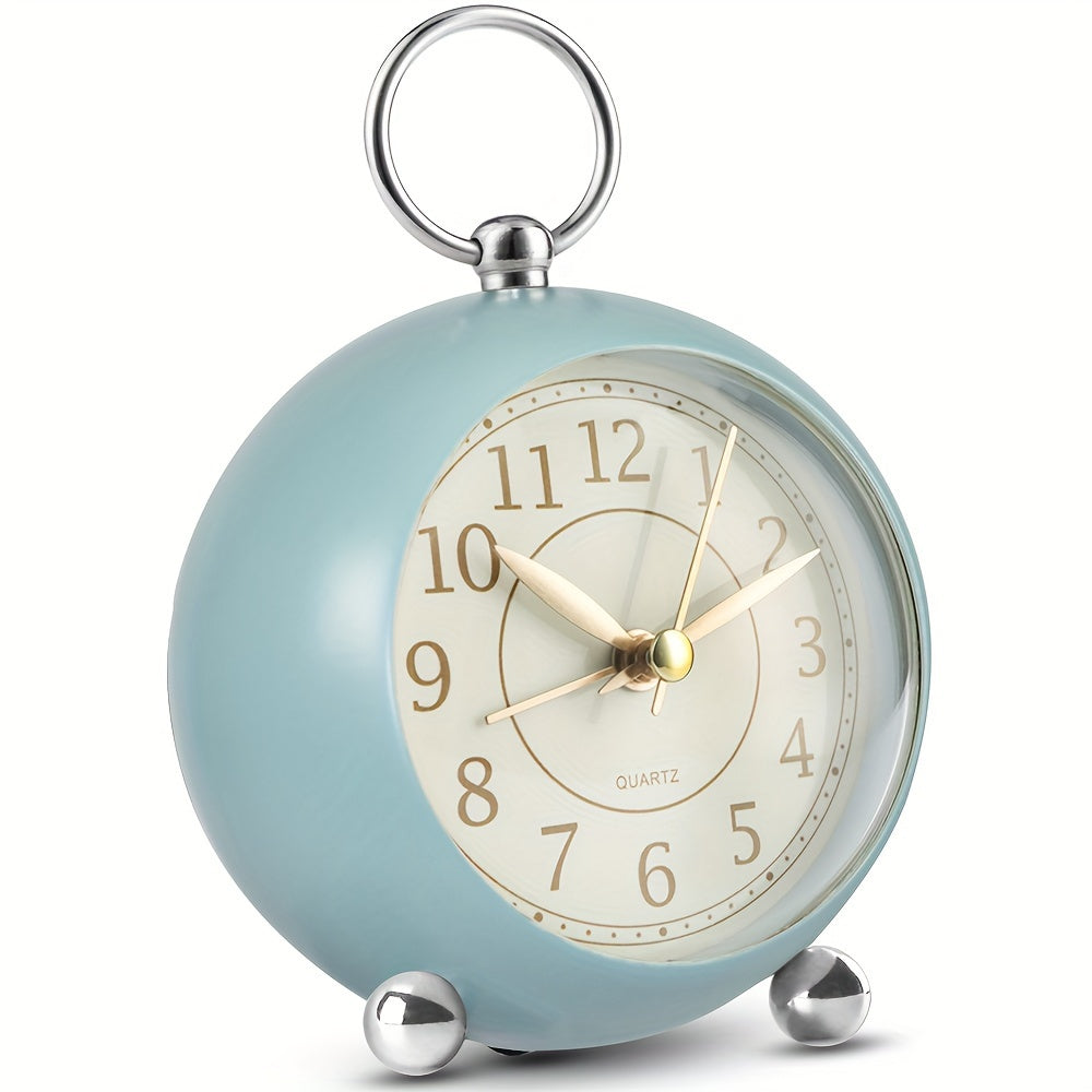 Classic vintage analog alarm clock, quiet operation, perfect home decor with night light.
