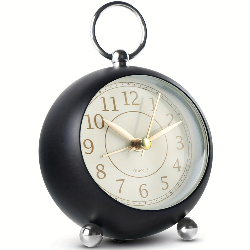 Quiet vintage analog alarm clock, easy-to-read face & integrated night light for late nights.