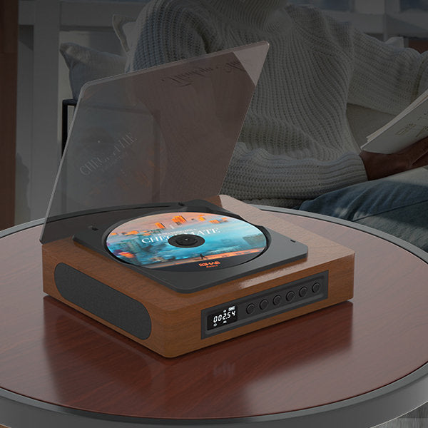 Nostalgic vintage Bluetooth CD player, perfect gift. Wireless streaming, high-quality audio, retro home decor music system.