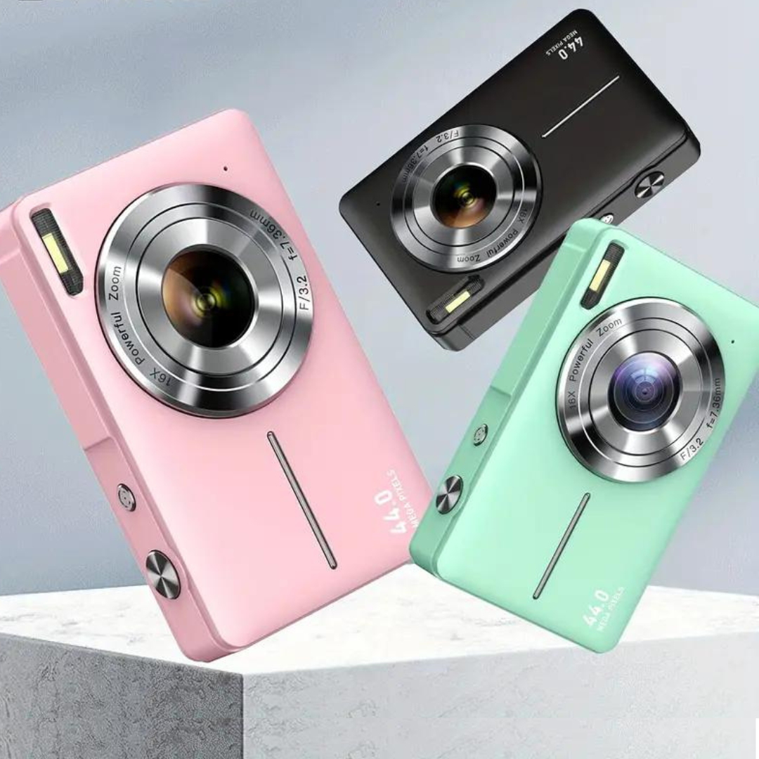 Capture nostalgic moments with this portable vintage digital camera. Full HD 1080p video recorder.