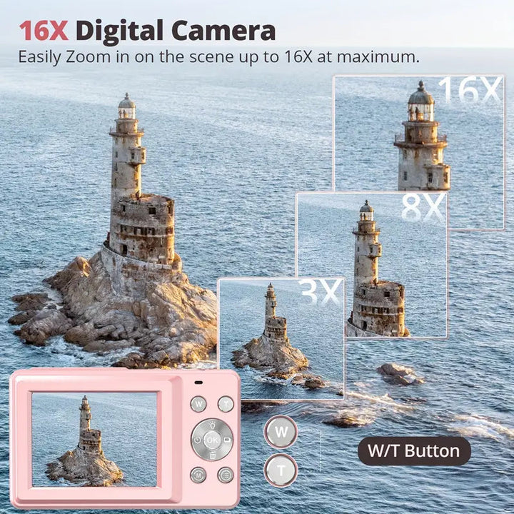 Portable 1080p vintage digital camera, ideal for travel and capturing unique retro photos.
