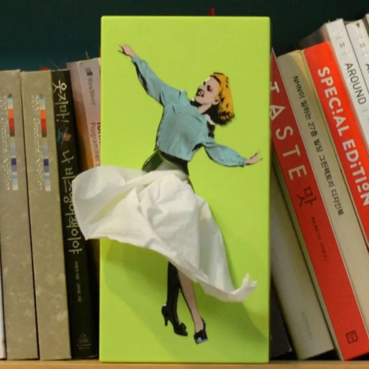 Skirty tissue box cover, a fun and decorative desktop organizer for a touch of whimsy