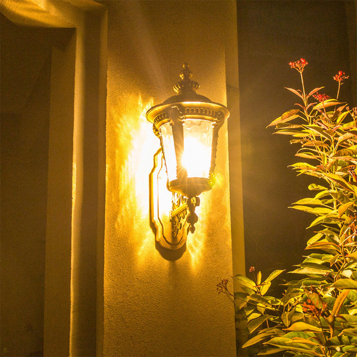 Durable vintage exterior wall lantern, hardwired, for long-lasting outdoor charm and light.