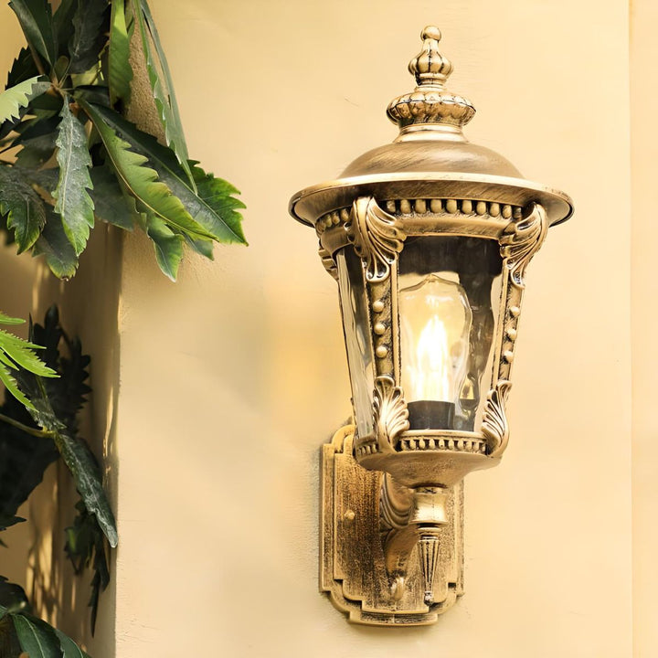 Hardwired vintage outdoor lantern for exterior walls, enhances traditional home designs.