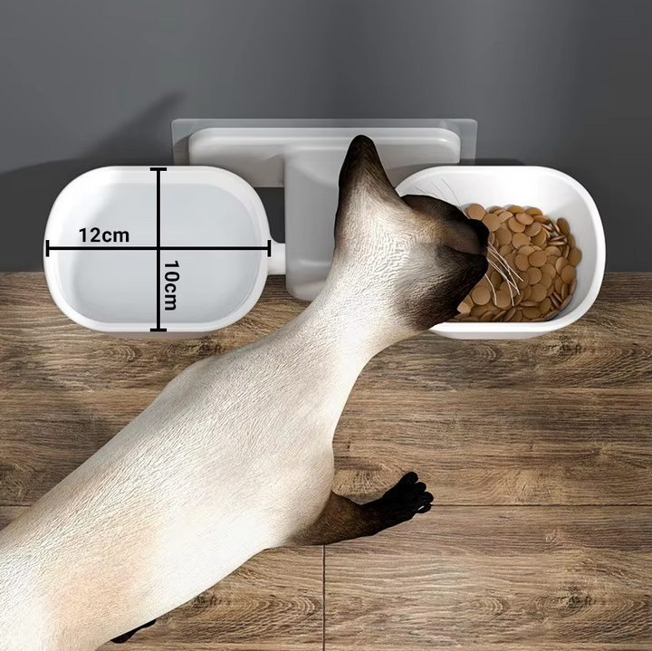 Easy-clean wall mount cat & dog bowls for food and water.
