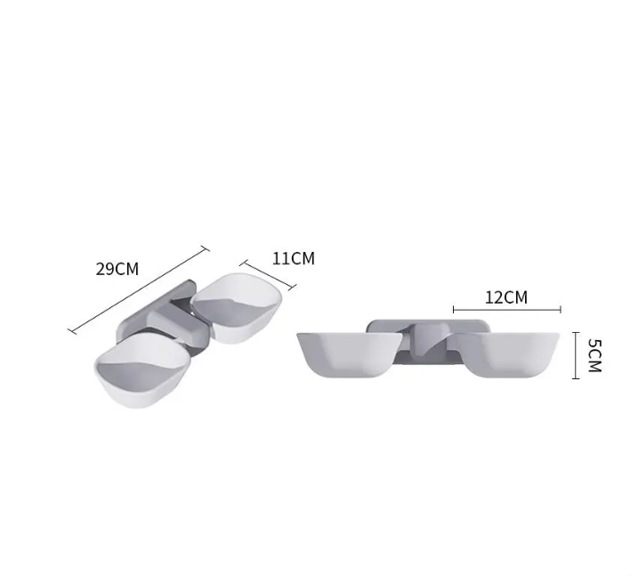 Stylish wall mount pet feeder and waterer, keeps feeding area neat & organized.
