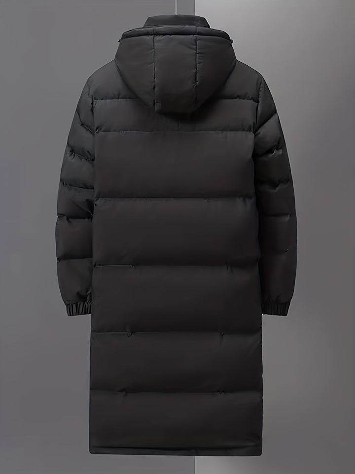 Casual women's long padded puffer jacket with hood, ideal for winter warmth and comfort