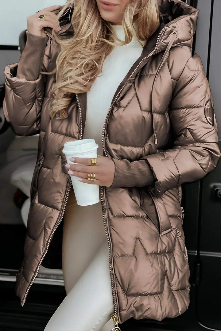 Stylish women's long winter jacket, padded and hooded for ultimate warmth and comfort