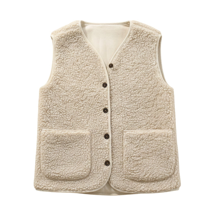 Soft sherpa vest for women, a stylish and warm sleeveless jacket for daily wear.