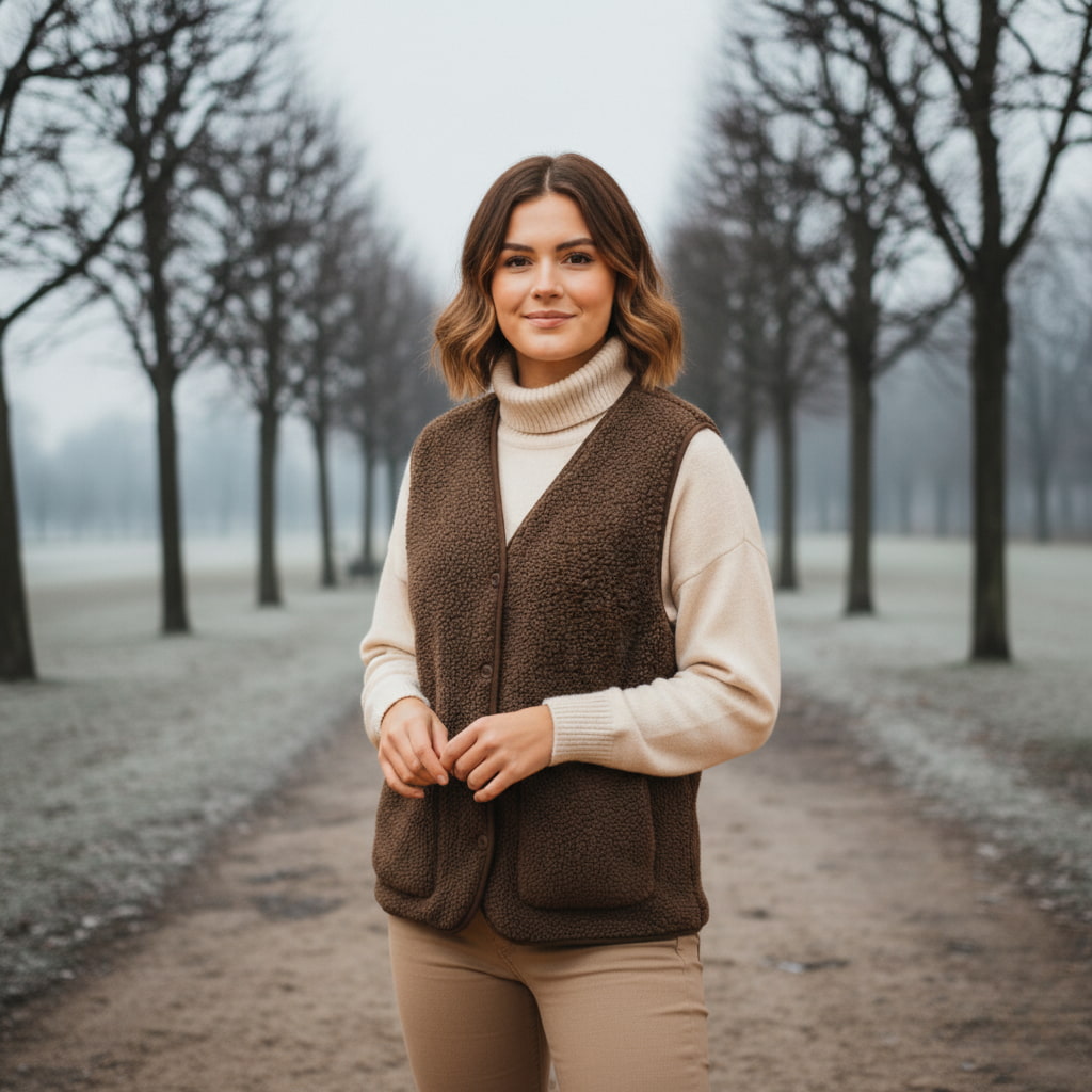 Women's spring outerwear: a comfortable and stylish sherpa vest for added warmth.