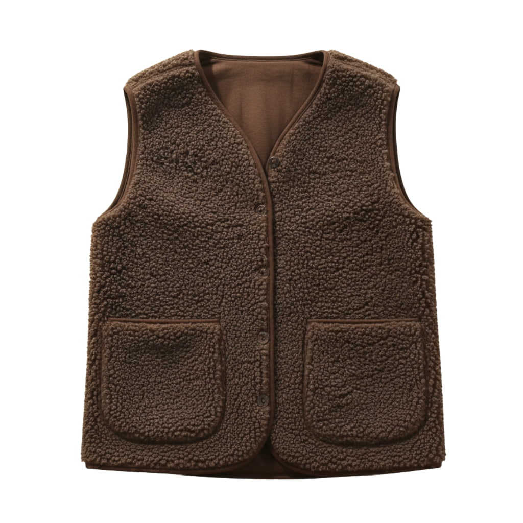 Elegant casual women's sherpa vest, a must-have layering piece for cool days.