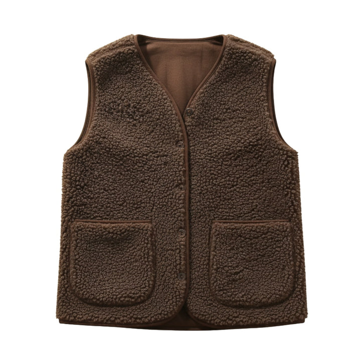 Elegant casual women's sherpa vest, a must-have layering piece for cool days.