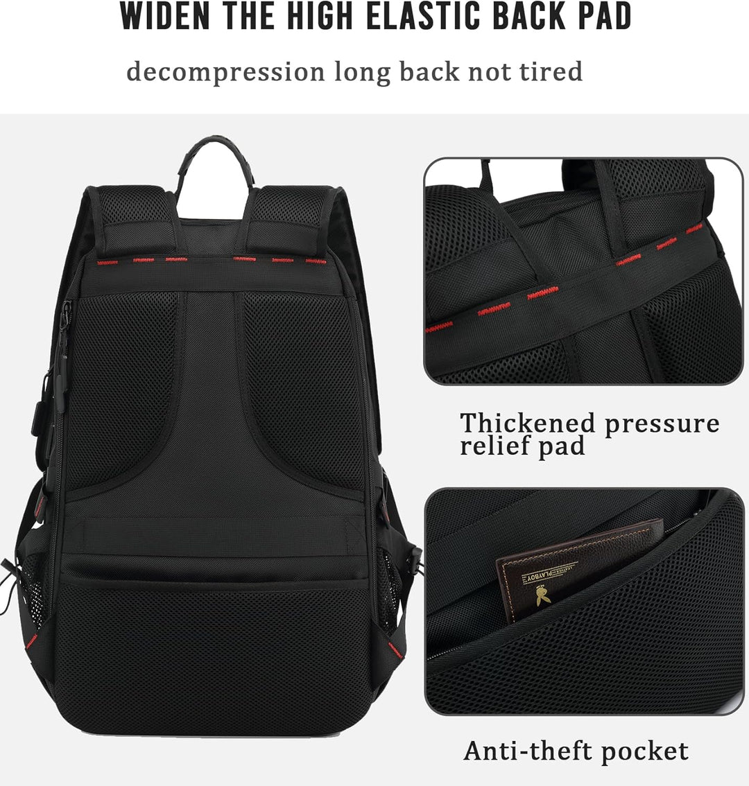 Organized 60L travel backpack with anti-theft features, waterproof material, laptop section, & shoe area.