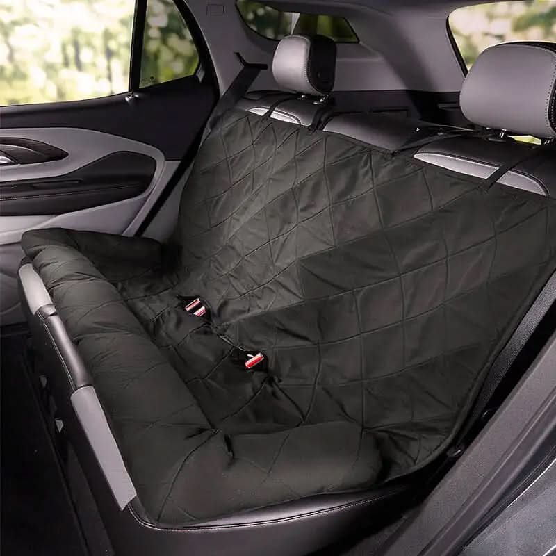 Comfortable anti-slip quilted dog seat cover for safe pet travel. Waterproof & easy clean, protects car interior.