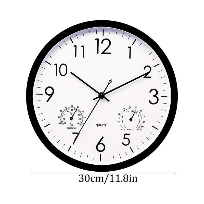 Durable weatherproof outdoor clock with integrated temperature gauge, perfect for any garden setting.