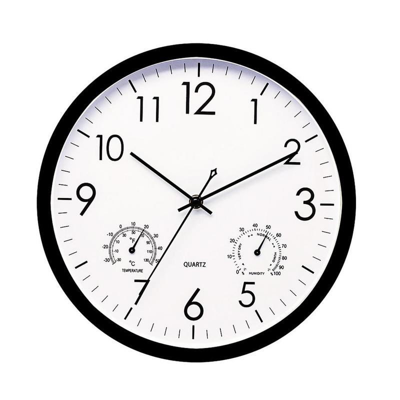 Decorative outdoor garden clock with temperature gauge, adds style and function to any patio area.