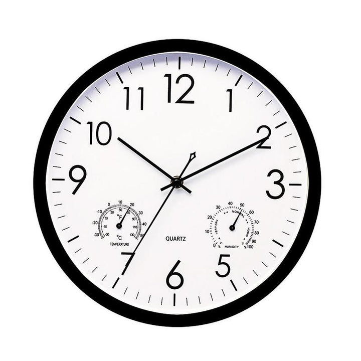 Decorative outdoor garden clock with temperature gauge, adds style and function to any patio area.