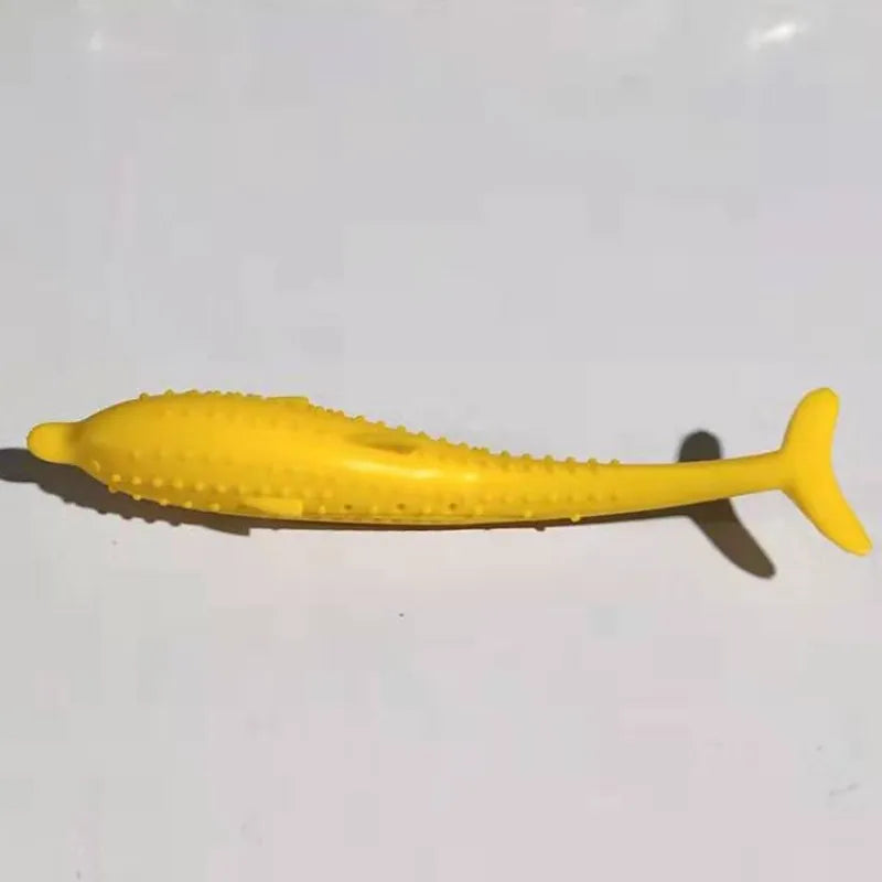 Durable silicone whale chew toy for cats & small dogs, designed to clean teeth & massage gums.