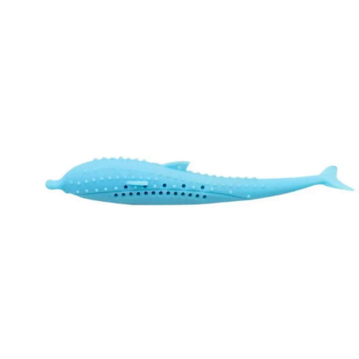 Interactive whale silicone pet toy, ideal for playful kittens, puppies, and small breed dogs.