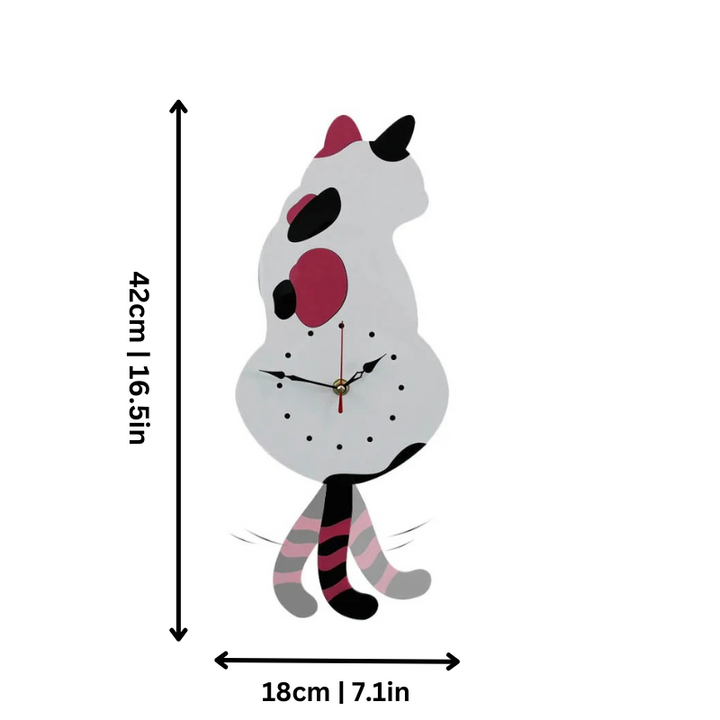 Cute cat tail wall clock, silent decorative pet decor, adds whimsical charm to any room.