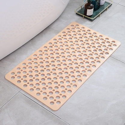 Stack of new anti-slip PVC shower mats, emphasizing the home safety and bath accessory features