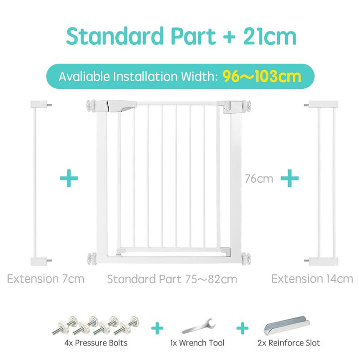 Easy-install baby proofing gate, a strong protective barrier for stairways, infant & child safe.