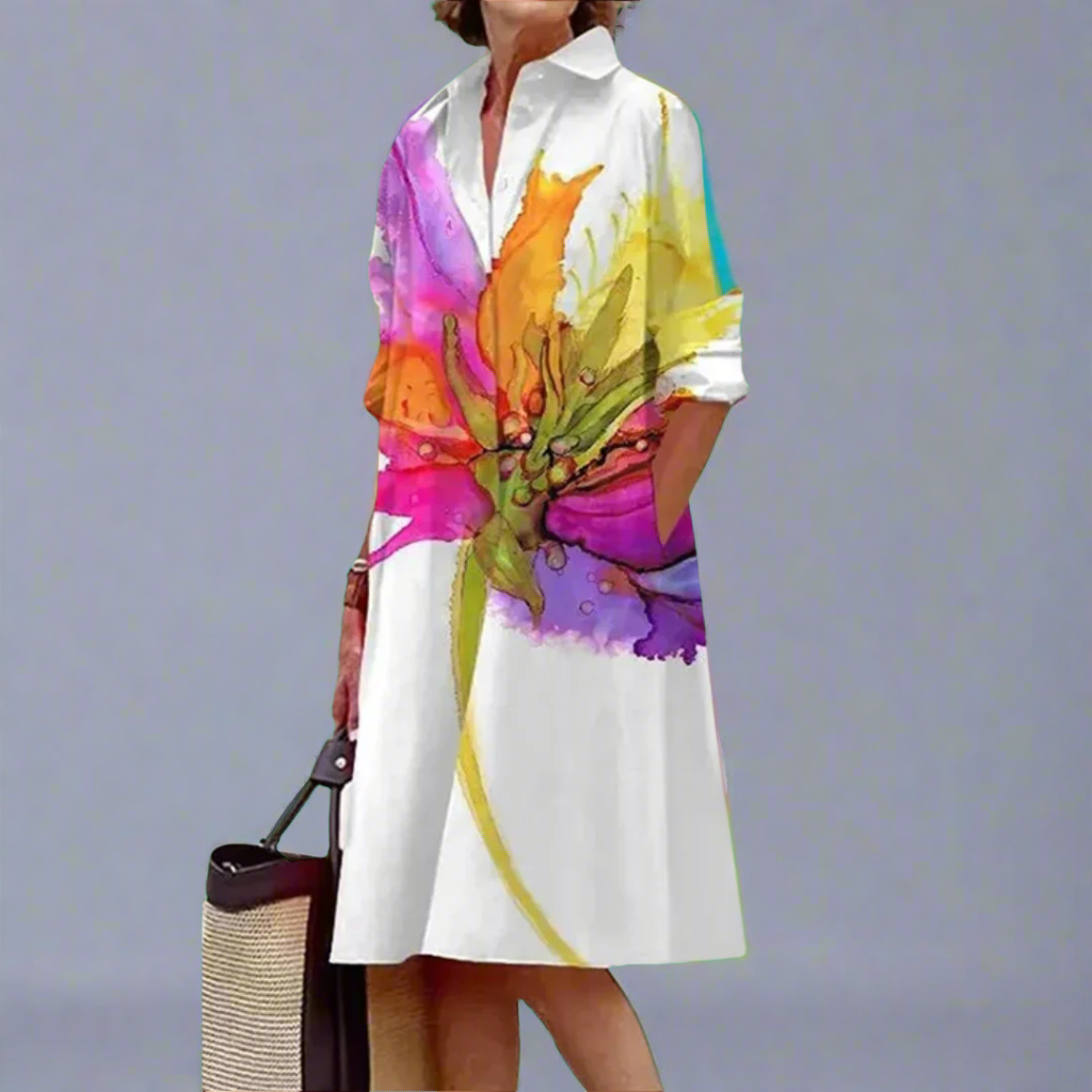 White breezy women's casual summer midi dress, perfect for vacation