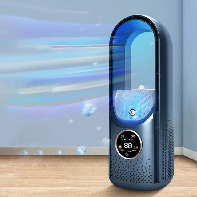 Quiet, energy-efficient portable air cooler for comfortable home & office environments. Bladeless design.