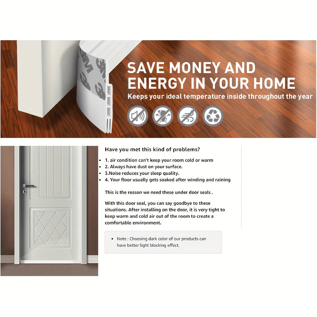 Black strong adhesive silicone draft stopper, ideal for noise reduction and door protection.