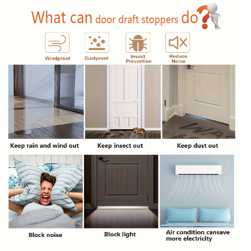 Gray silicone door protector, an energy-saving draft stopper and noise reduction solution.