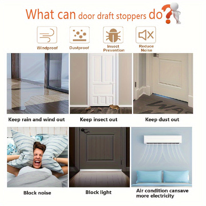 Gray silicone door protector, an energy-saving draft stopper and noise reduction solution.