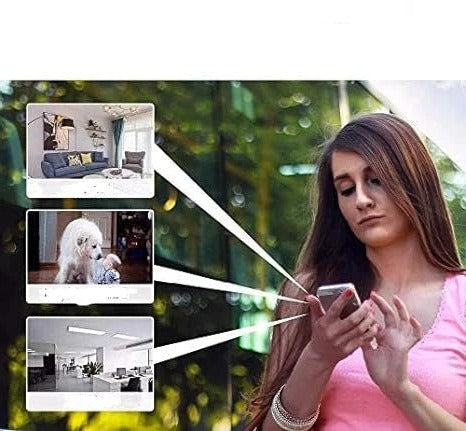 Compact wireless 1080p security camera providing crystal-clear 24/7 home surveillance with night vision and two-way audio.