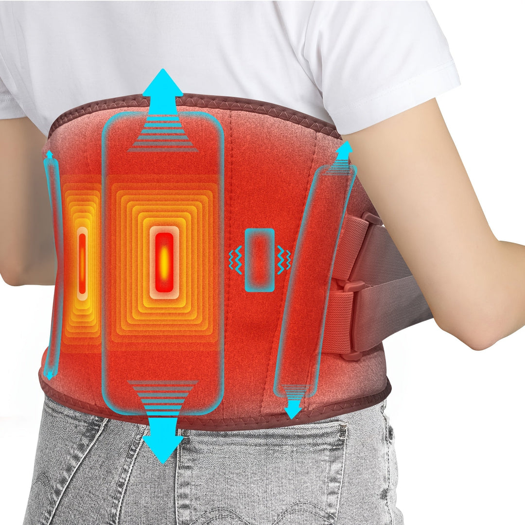 Wireless heated massage belt for back & waist pain relief, promoting muscle relaxation.