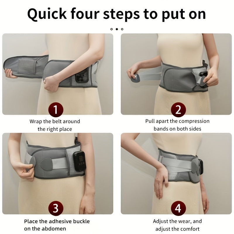 Versatile wireless heated massage belt for back and waist relief, featuring adjustable heat & vibration for muscle relaxation.