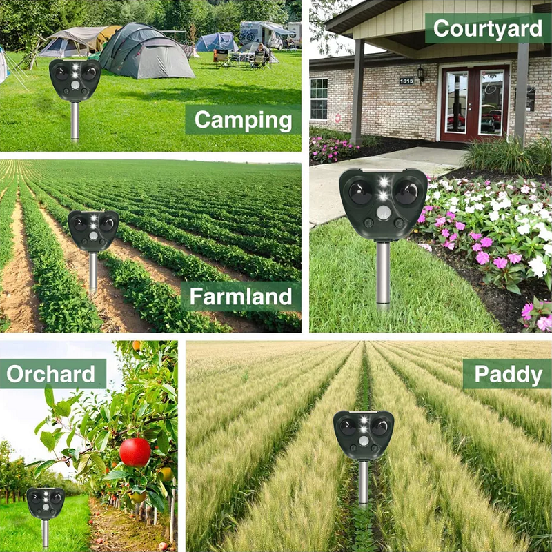 Advanced solar ultrasonic bird repeller for outdoor use. Wireless and weatherproof garden security.