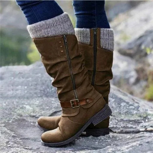 Stylish Kehlani women's warm winter leather boots with durable, slip-resistant sole