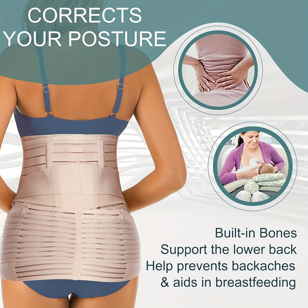 Women's adjustable postpartum belly band & waist trainer, providing firm support for postnatal recovery.