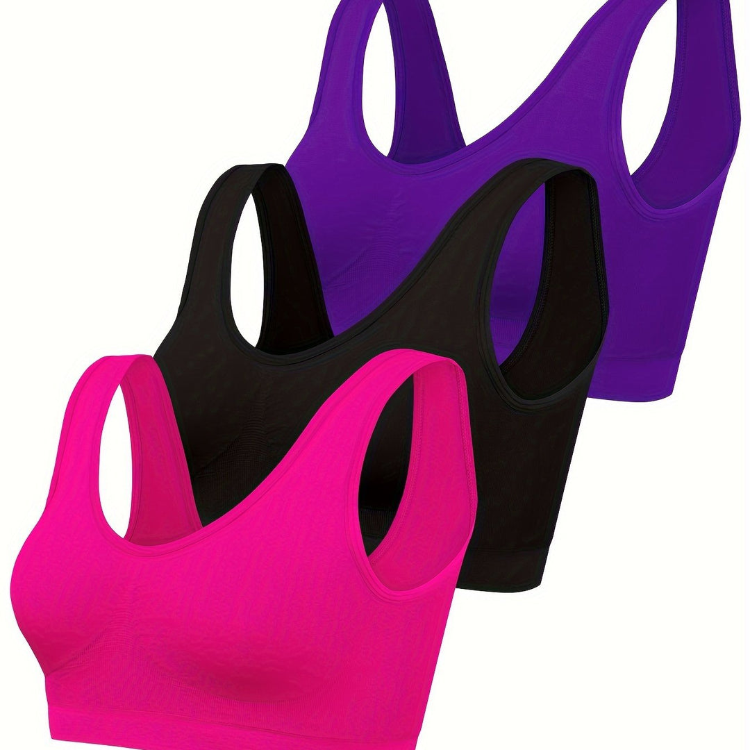 Comfortable women's seamless workout set with supportive sports bra and breathable tank top.