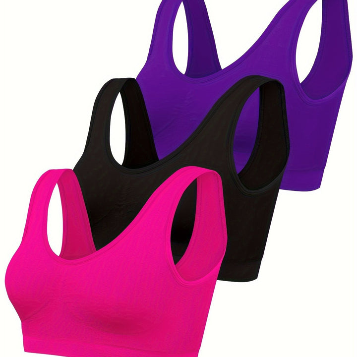Comfortable women's seamless workout set with supportive sports bra and breathable tank top.