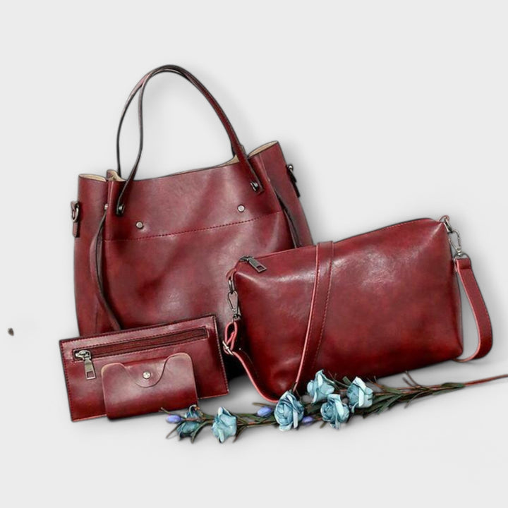Fashionable women's vintage handbag set of four, including a stylish shoulder bag