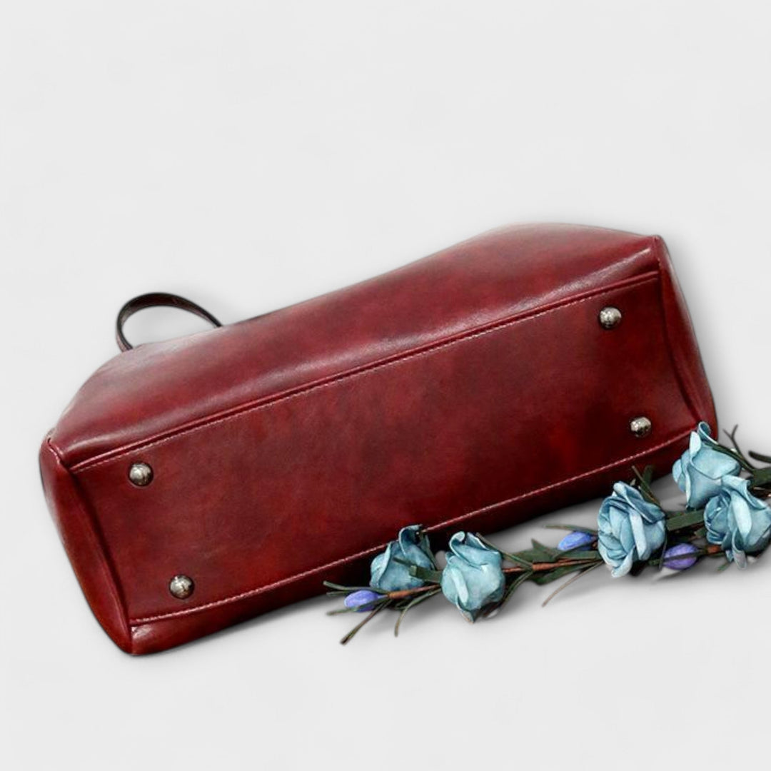 High-quality faux leather vintage handbag set for women, featuring a spacious tote