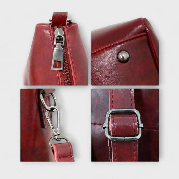 Classic vintage design 4-piece women's handbag set with a practical crossbody purse